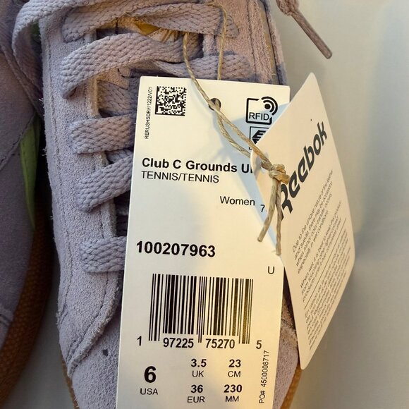 Reebok  Club C Ground Sneakers 'Purple/Lime'  Women Size 6  NEW with box - Picture 4 of 9